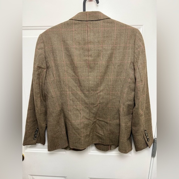 Brooks Brothers Stellita Fit Saxxon Wool Brown Plaid Blazer Sz 6P Office Luxury - Picture 8 of 9